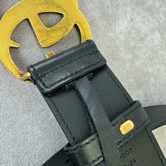 Gucci 2015 Re Edition Wide Leather Belt Gg Double Marmont Black 400593 70/28 - Picture 4 of 11